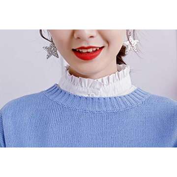 YAKEF Lady Half-Shirt Blouse Detachable Lace Chiffon Fake Collars Dicky Collar Faux Collar (65white) One Size