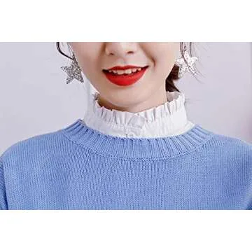 YAKEF Lady Half-Shirt Blouse Detachable Lace Chiffon Fake Collars Dicky Collar Faux Collar (65white) One Size