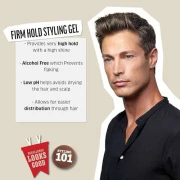 American Crew Men's Hair Gel, Firm Hold, Non-Flaking Styling Gel, 33.8 Fl Oz