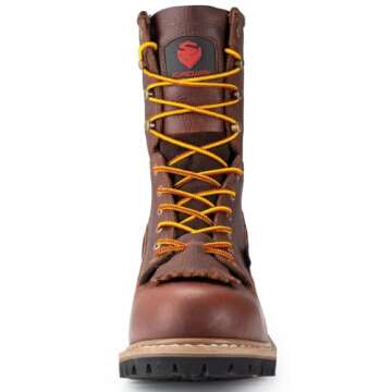 SUREWAY Men's 8" Waterproof Steel-Toe Logger Work Boot,Superior Oil/Slip Resistant,Thicker Full Grai...