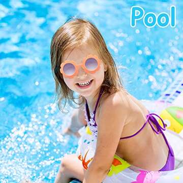 3 Pieces Kids Flower Sunglasses Toddler Girls Round Flower Glasses Baby Cute Sunglasses Outdoor Beach Colorful Eyewear (Orange Pink, Pink, White)