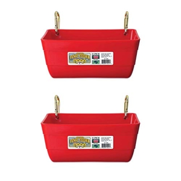 Little Giant 4.5 Quart Heavy Duty Plastic Feed Trough Buckets for Pets & Livestock - 2 Pack Red