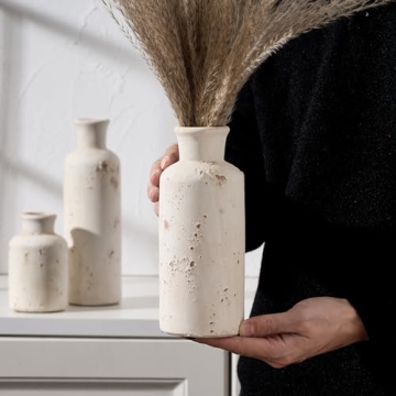 Ceramic Rustic Farmhouse Vase Set of 3 for Home Decor