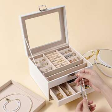 GUKA Jewelry Box Organizer for Women Girls 2 Layers Display Storage case Jewelry Holder for Earring ...