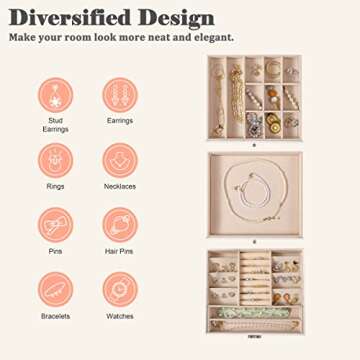 GUKA Jewelry Box Organizer for Women Girls 2 Layers Display Storage case Jewelry Holder for Earring Ring Necklace Storage Case, Women Gift. Purple