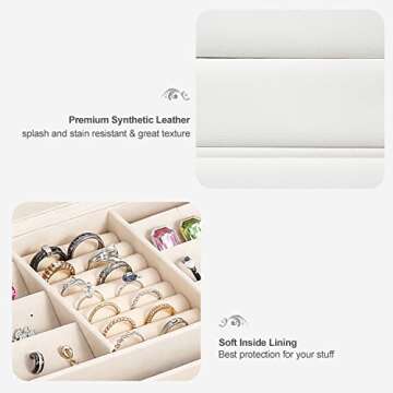 GUKA Jewelry Box Organizer for Women Girls 2 Layers Display Storage case Jewelry Holder for Earring Ring Necklace Storage Case, Women Gift. Purple