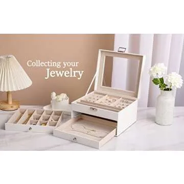 GUKA Jewelry Box Organizer for Women Girls 2 Layers Display Storage case Jewelry Holder for Earring Ring Necklace Storage Case, Women Gift. Purple