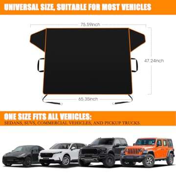 Migaven Large All Weather Windshield Cover for Ice and Snow, Enhanced 600D Oxford Fabric Windshield Frost Cover for Auto Car Pickup Truck SUV Sedan (65 x 47 inches)