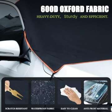 Migaven Large All Weather Windshield Cover for Ice and Snow, Enhanced 600D Oxford Fabric Windshield Frost Cover for Auto Car Pickup Truck SUV Sedan (65 x 47 inches)