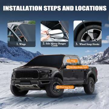 Migaven Large All Weather Windshield Cover for Ice and Snow, Enhanced 600D Oxford Fabric Windshield Frost Cover for Auto Car Pickup Truck SUV Sedan (65 x 47 inches)