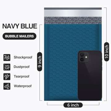 UCGOU Bubble Mailers 6x10 Inch Navy Blue Padded Envelopes for Business Shipping