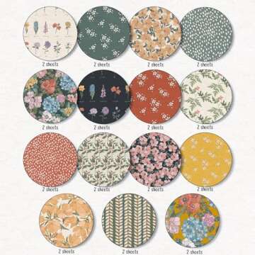 Whaline Flower Garden Pattern Paper for DIY Crafts