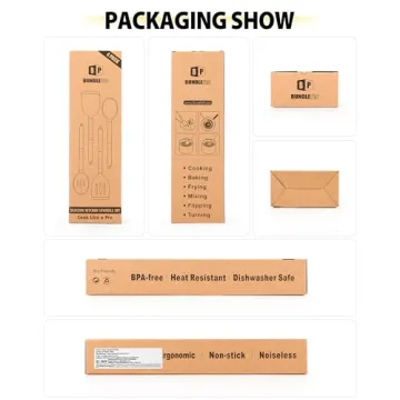 Pack of 4 Silicone Cooking Utensils Set, Non Stick Large Solid Spatulas, Heat Resistant Black Slotted Spoons, Ideal BPA Free Kitchen Turners for Frying, Mixing,Serving,Draining,Turning,Stirring