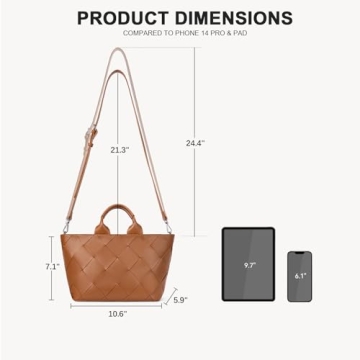 BOSTANTEN Woven Tote Bag for Women Top Handle Purses and Handbags Shoulder Crossbody Purse With Zipper,Brown