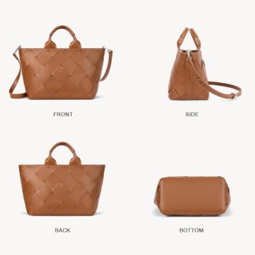 BOSTANTEN Woven Tote Bag for Women Top Handle Purses and Handbags Shoulder Crossbody Purse With Zipper,Brown