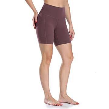 Colorfulkoala Women's High Waisted Biker Shorts with Pockets 6" Inseam Workout & Yoga Tights (XS, Dusty Red)