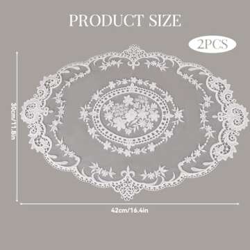 2 Pack Retro Lace French Crochet Doilies Placemats - Elegant Table Decor