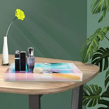 Iridescent Acrylic Tray for Perfume Cosmetics Jewelry Organizer