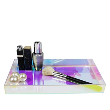 Iridescent Acrylic Tray for Perfume Cosmetics Jewelry Organizer