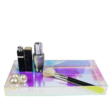 Iridescent Acrylic Tray for Perfume Cosmetics Jewelry Organizer