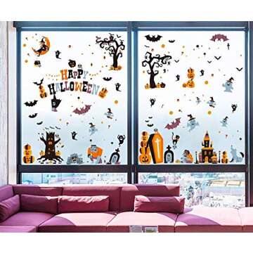 CCINEE Halloween Window Stickers，10 Sheets Halloween Window Clings Decals for Halloween Party Deco...