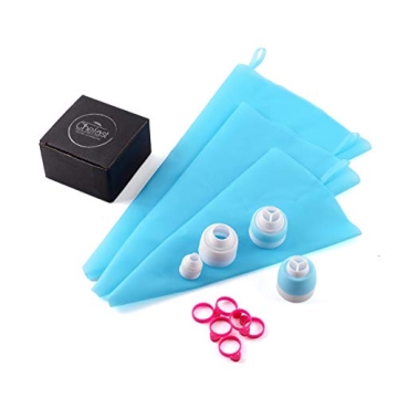Chefast Pastry Bag and Coupler Set: Frosting Kit for Cake Decorating - 3 Reusable Silicone Icing Pip...
