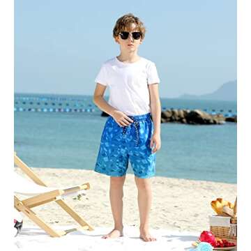 Cozople Boys Compression Swimsuit with Boxer Brief Liner - Quick Dry, Stylish Swim Shorts for Summer...