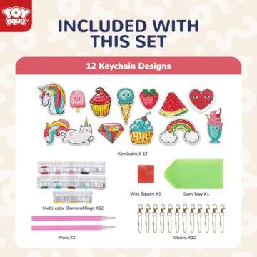 TOY Life Diamond Art Kits Kids with Keychains Painting Diamond Kits for Kids Gem Art Diamond Kids Pa...