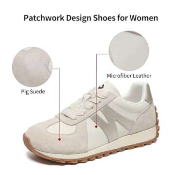 somiliss Wide Toe Box Shoes for Women Mircrofiber Leather Suede Patchwork Non-Slip Casual Walking Sh...