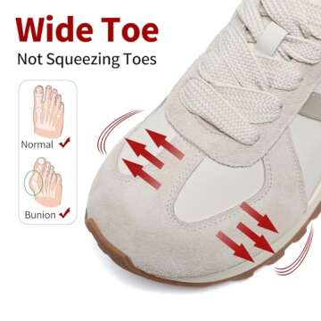 somiliss Wide Toe Box Shoes for Women Mircrofiber Leather Suede Patchwork Non-Slip Casual Walking Shoes Comfortable Gym Tennis Running Shoes Workout Womens Fashion Sneakers