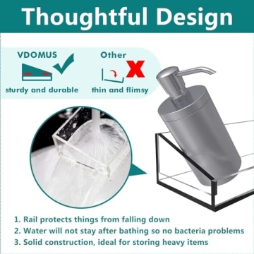 Vdomus Clear Acrylic Bathroom Shelves, No Drill Installation