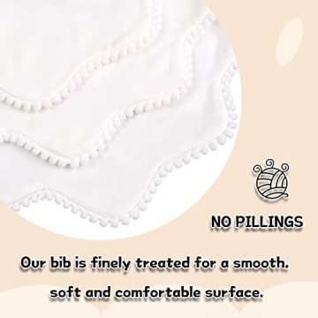 Bamery Baby Bandana Bibs White Cotton Drool Bibs for Drooling and Teething Absorbent for Boy Girl (Pure White)