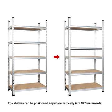 Amazon Basics 5-Tier Medium Duty Storage Shelving Unit - 4000 lb Capacity, Adjustable Shelves