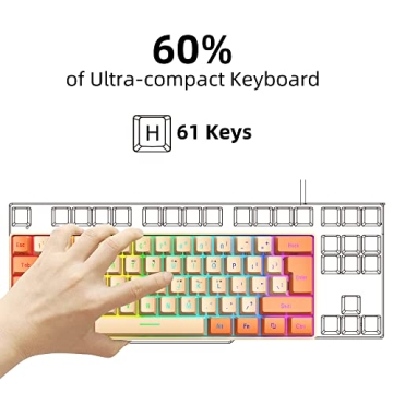 Snpurdiri 60% Wired Gaming Keyboard with RGB Lighting