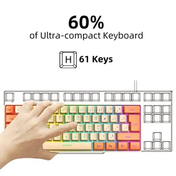 Snpurdiri 60% Wired Gaming Keyboard with RGB Lighting