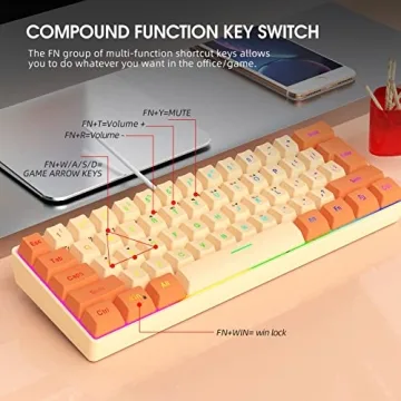 Snpurdiri 60% Wired Gaming Keyboard with RGB Lighting