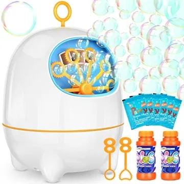 BATTOP Bubble Machine for Kids and Toddlers Automatic Bubble Maker Blower with Bubbles Solutions for...
