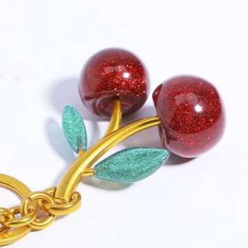 FASTFAIRY Keychain Cherry Bag Charms Purse: Key Chains Women Cute - Car keyrings leather handbags - ...