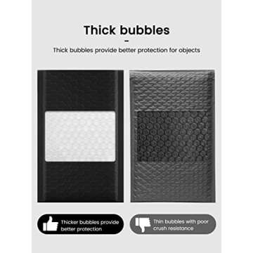 GSSUSA Black Bubble Mailers 4x8" Inches 50 Pack, Usable Size 4X7" Bubble Envelopes for Small Business, Padded Envelopes, Shipping Envelopes, Packaging Bags, Mailing Envelopes, Shipping Supplies