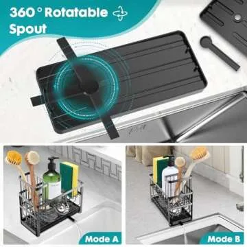 Sponge Holder for Kitchen Sink Organizer Caddy,2 Tier Dish Brush Scrubber Holder,Stainless Steel Sin...