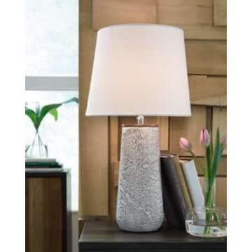 Signature Design by Ashley Chaston Modern Table Lamp Set, 2 Count, Antique White