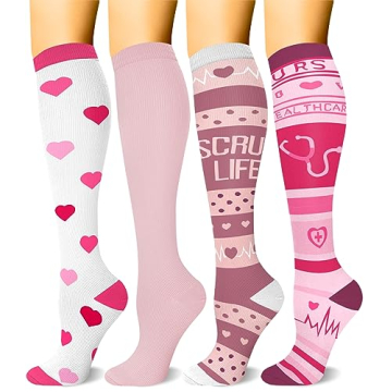 HLTPRO 4 Pairs Compression Socks for Women - 20-30mmhg Best Support for Nurses, Pregnancy, Travel, R...