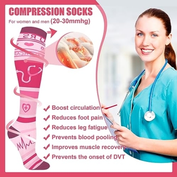 HLTPRO Stylish Compression Socks for Women 20-30mmHg