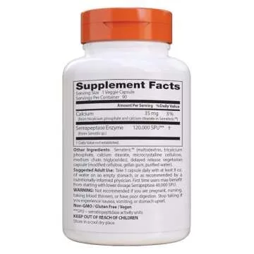 Doctor's Best High Potency Serrapeptase, Supports Healthy Sinuses and a Healthy Immune System, Non-GMO, Gluten Free, Vegan, 120,000 SPU, 90 Count