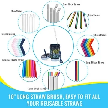 14” Silicone Bottle Brush - Cleaning Set for Sports Water Bottle, Baby Bottles, Tumbler, Drinking Glasses, Vase