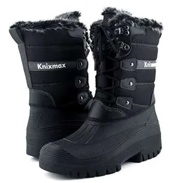 Knixmax Women's Waterproof Winter Snow Boots - Stylish & Warm