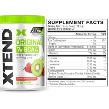 Xtend Natural Zero BCAA Powder Strawberry Kiwi Splash - Clean Energy and Recovery!