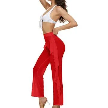 Stylish Women's Sheer Mesh Ruffle Pants for Summer Comfort