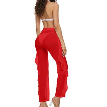 Stylish Women's Sheer Mesh Ruffle Pants for Summer Comfort