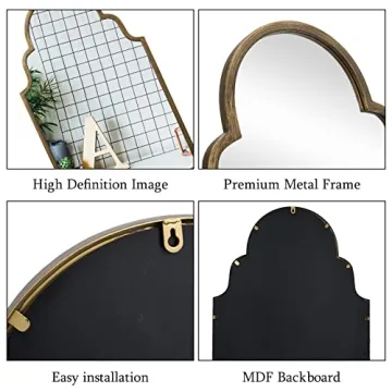 VVK Vintage Golden Wall Mirror for Home Décor